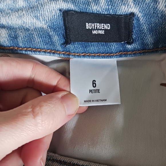 Midrise Blue-Tinted Boyfriend Jeans | Express | Size 6 Petite - Picture 2 of 5